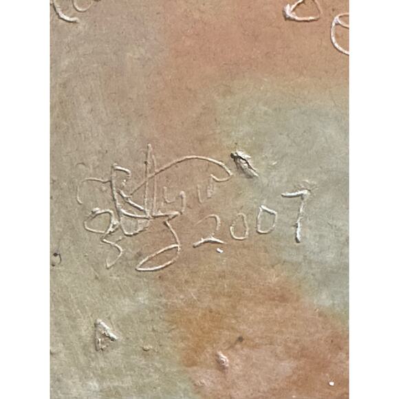 Art Pottery Belize 2007 Artist Signed Raised Relief Turtle Shallow Bowl/Plate 9" - Picture 9 of 10